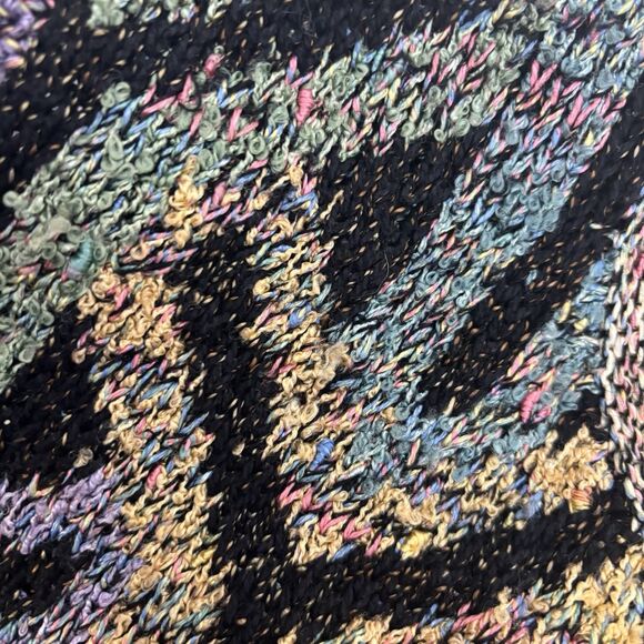 Vtg 90s Y2K South Cotton Womens L Hand Knitted Cardigan Sweater Heavy Y Pattern - Picture 10 of 11